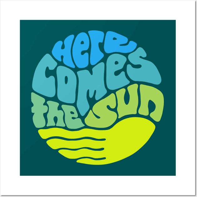 Here Comes the Sun Groovy Word Art Wall Art by Slightly Unhinged